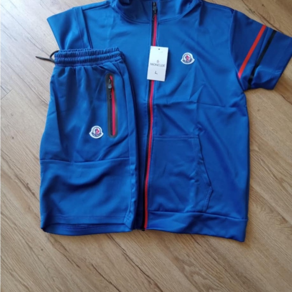 Moncler Kids Blue Hoodie and Shorts Set